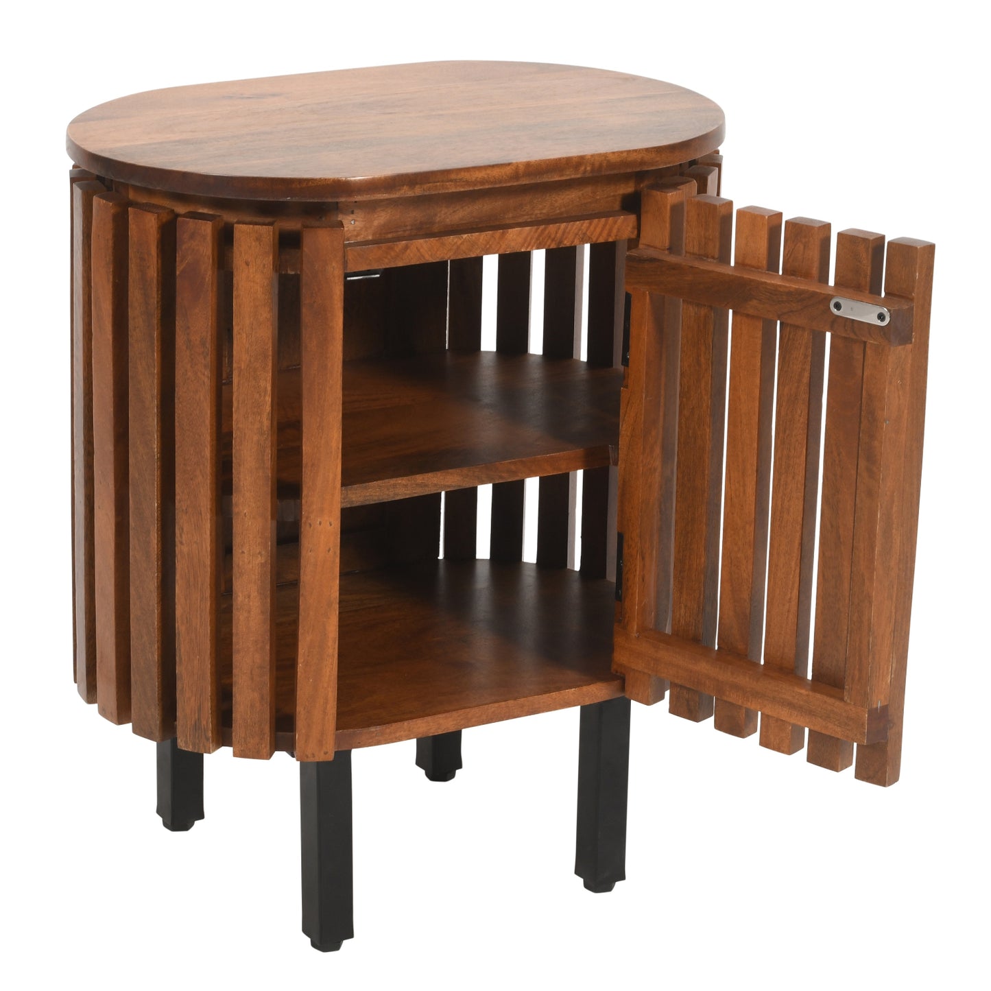 Birmingham Slatted Mango Wood Bedside Table
