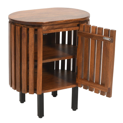 Birmingham Slatted Mango Wood Bedside Table