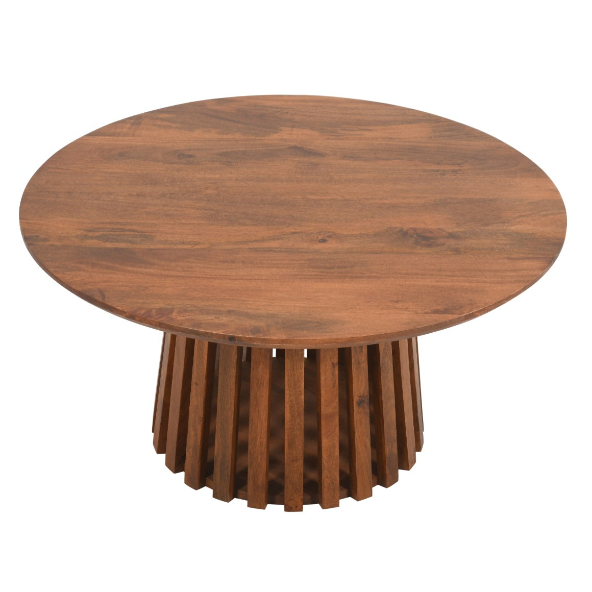 Birmingham Slatted Mango Wood Round Coffee Table