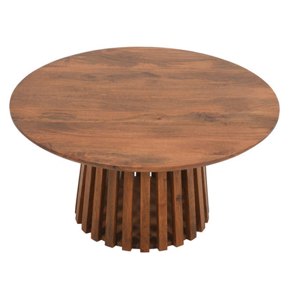 Birmingham Slatted Mango Wood Round Coffee Table