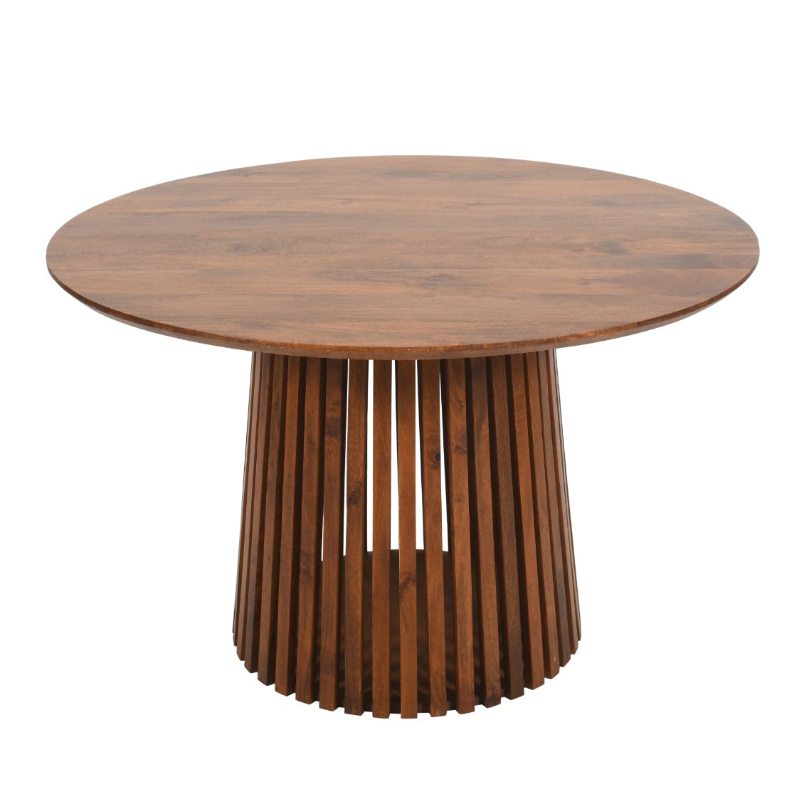 Birmingham Slatted Mango Wood Round 4 Seater Dining Table