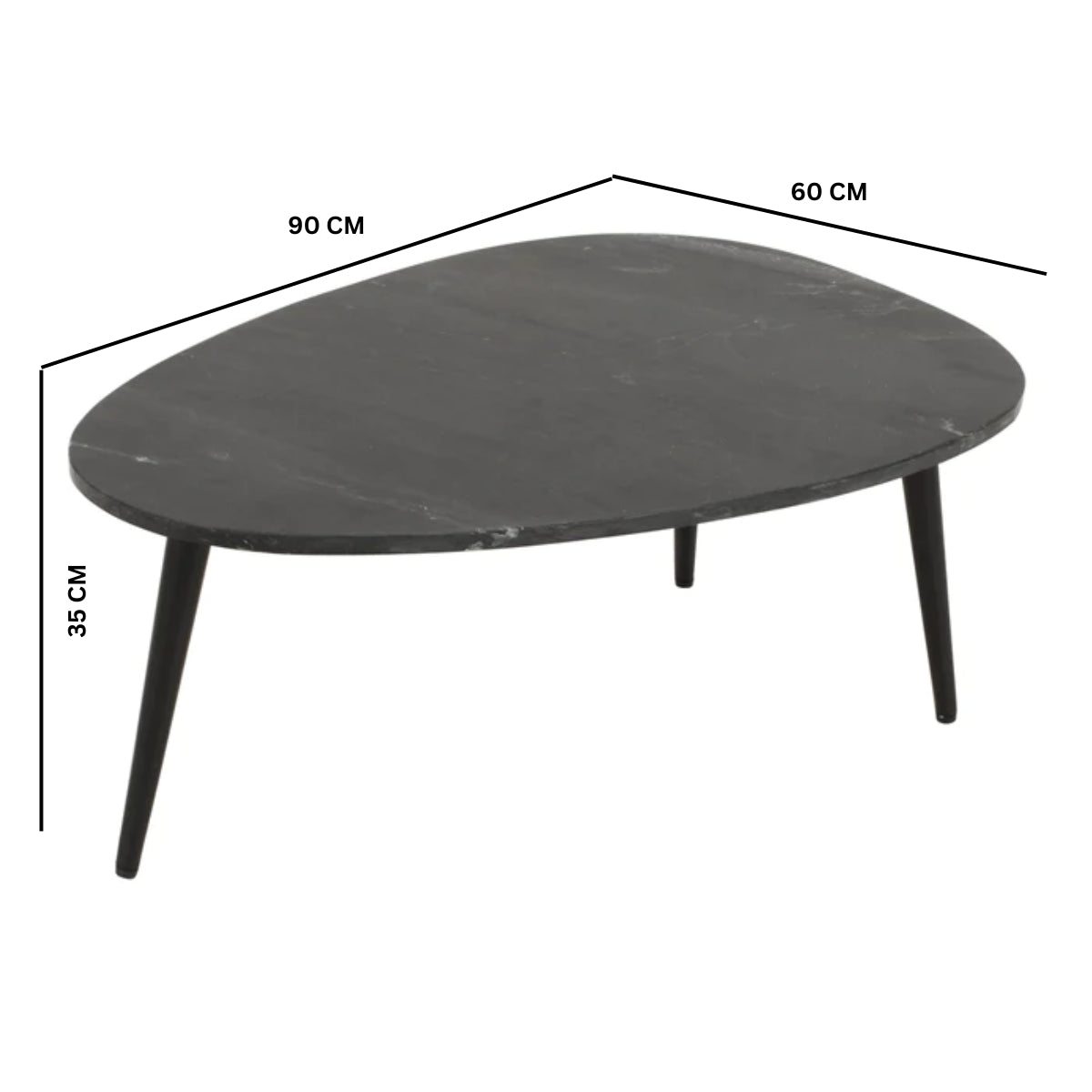 Alabama Black Marble Top Coffee Table With Metal Legs