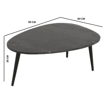 Alabama Black Marble Top Coffee Table With Metal Legs