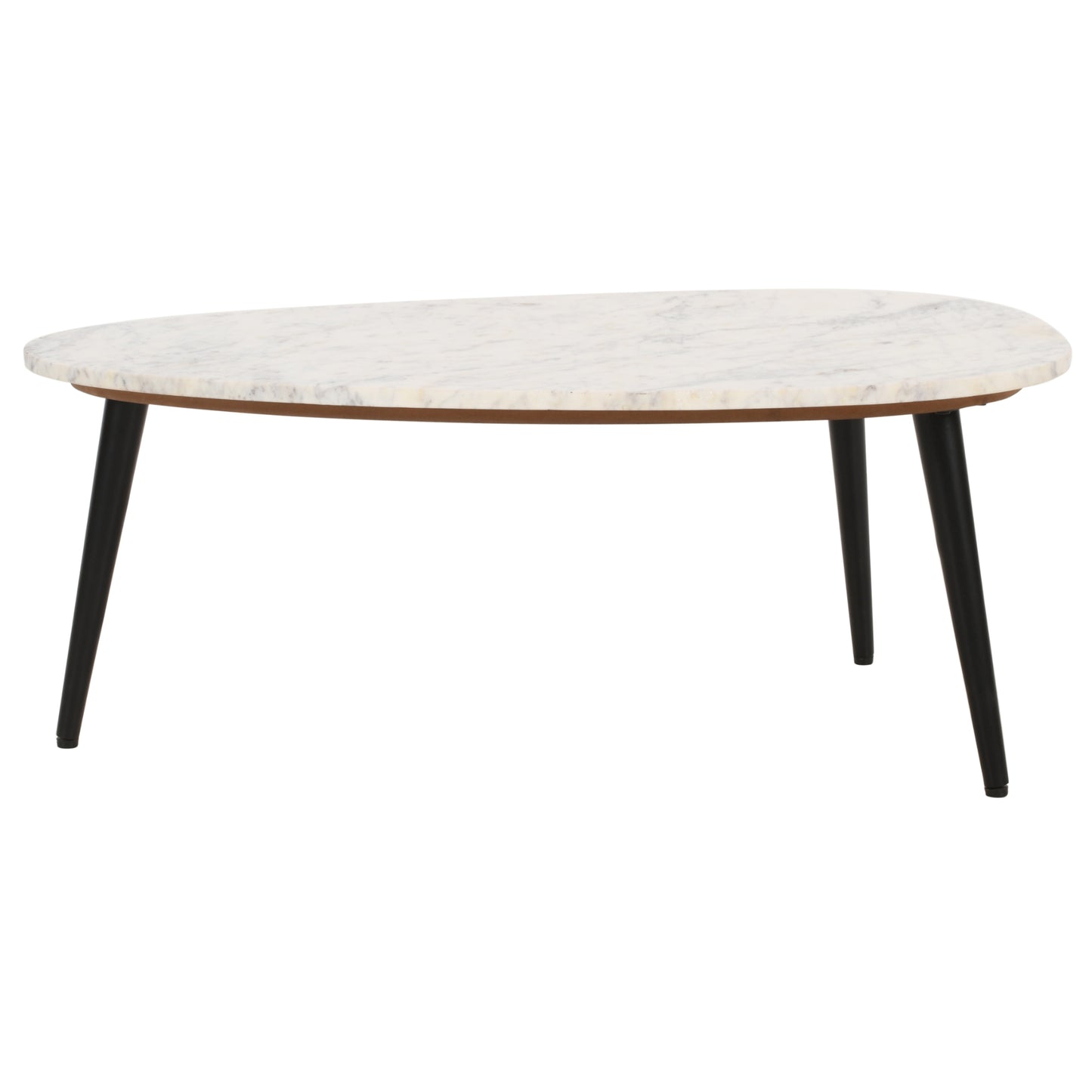 Alabama White Marble Top Coffee Table With Black Metal Legs