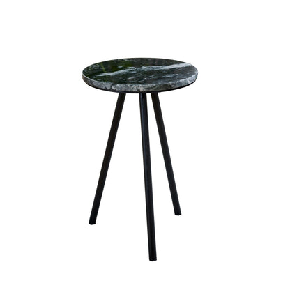 Alabama Black Marble Top Side Table With Metal Legs