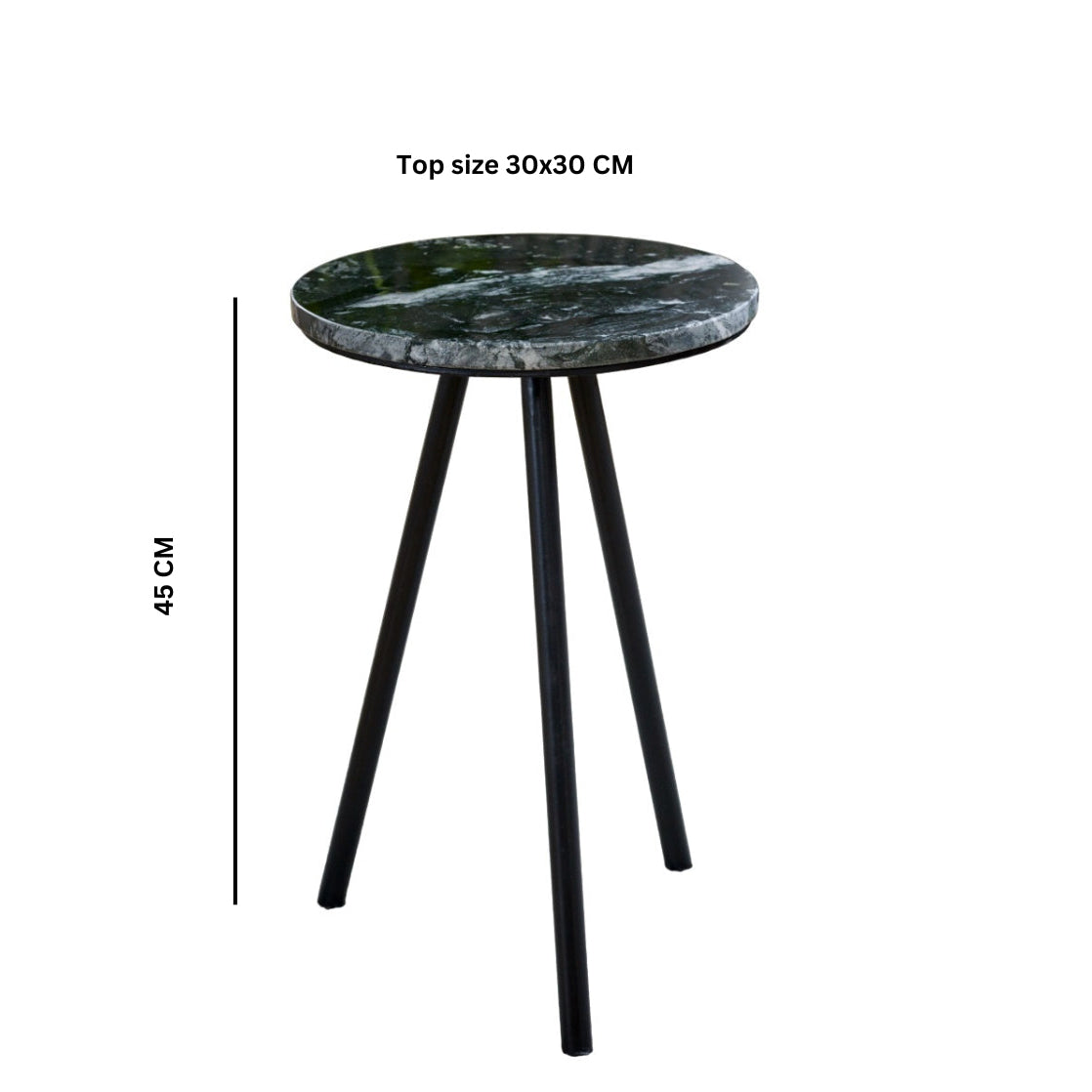 Alabama Black Marble Top Side Table With Metal Legs