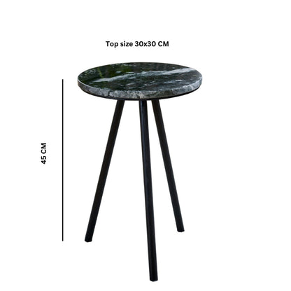 Alabama Black Marble Top Side Table With Metal Legs
