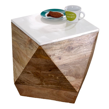 Alington White and Natural Solid Mango Wood Side Table