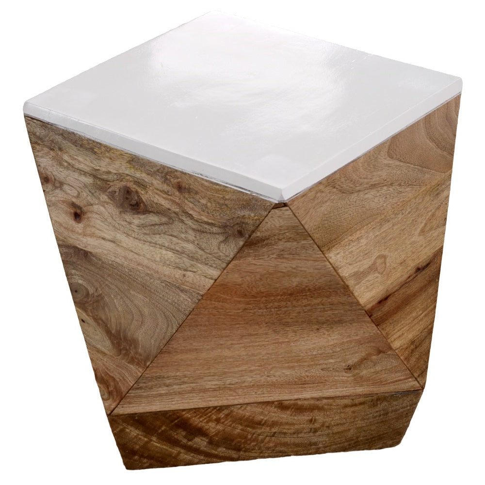 Alington White and Natural Solid Mango Wood Side Table