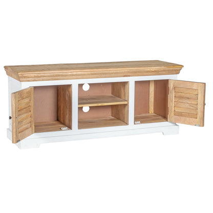 Alington White and Natural Solid Mango Wood TV Cabinet for TVs up to 57"