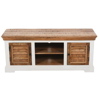 Alington White and Natural Solid Mango Wood TV Cabinet for TVs up to 57"