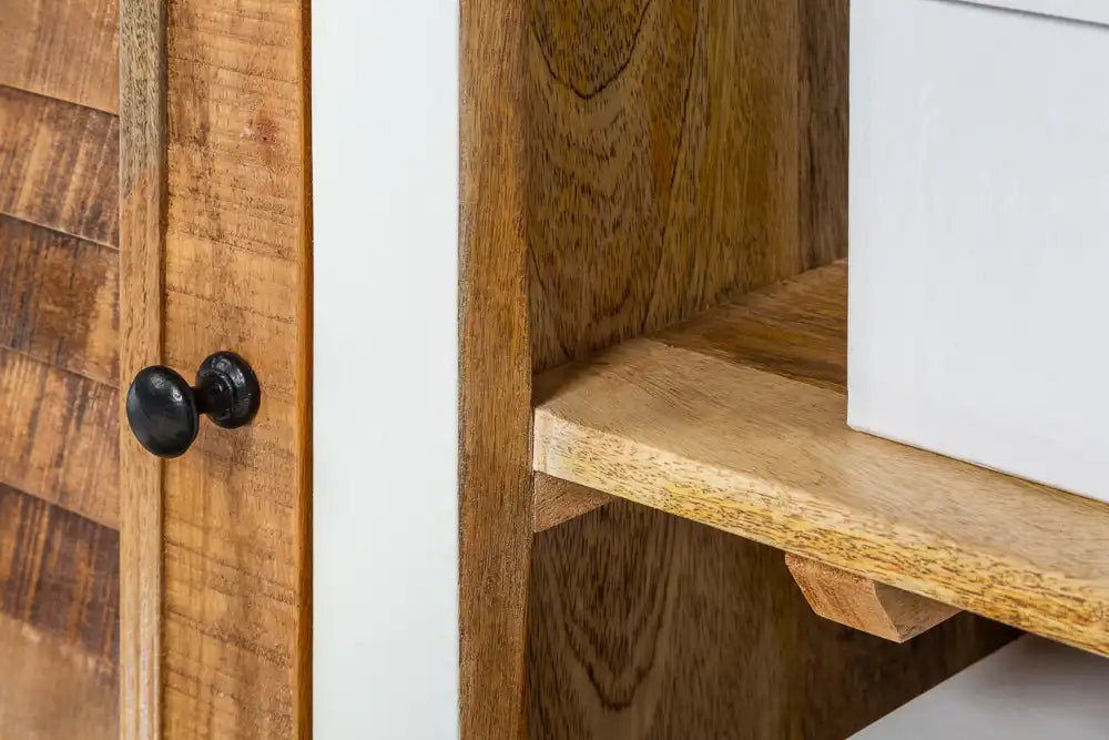 Alington White and Natural Solid Mango Wood TV Cabinet for TVs up to 57"