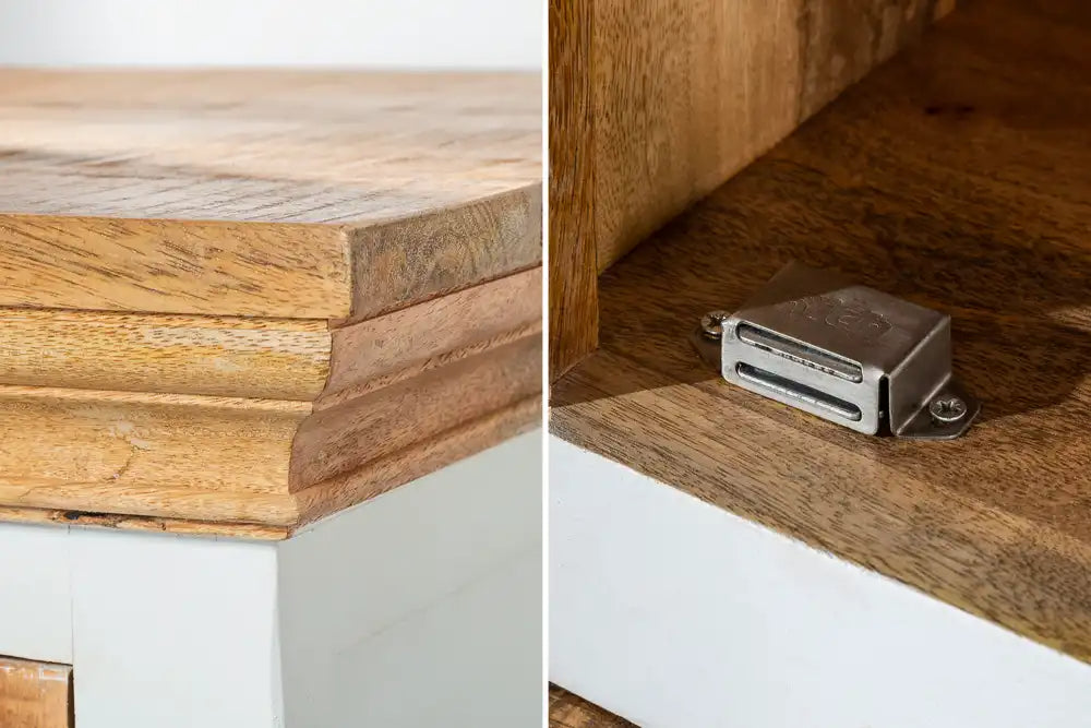 Alington White and Natural Solid Mango Wood TV Cabinet for TVs up to 57"