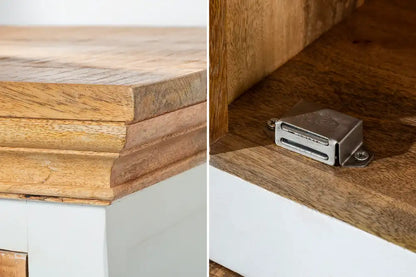 Alington White and Natural Solid Mango Wood TV Cabinet for TVs up to 57"