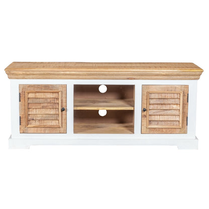 Alington White and Natural Solid Mango Wood TV Cabinet for TVs up to 57"