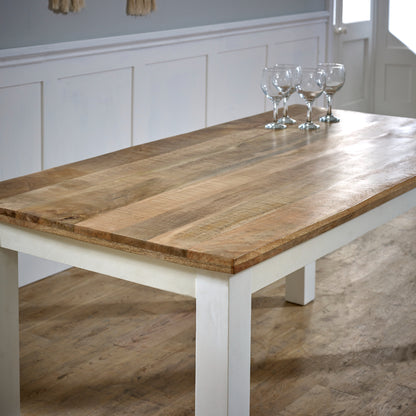 Alington White and Natural Solid Mango Wood Dining Table