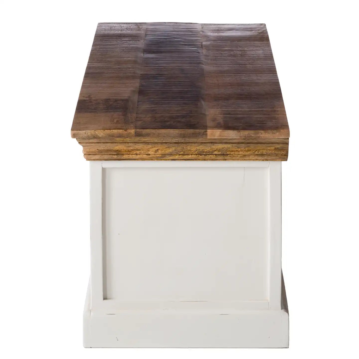 Alington White Natural and Solid Wood Shoe Storage Bench