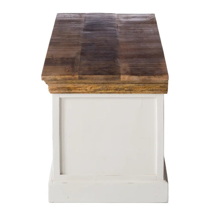 Alington White Natural and Solid Wood Shoe Storage Bench