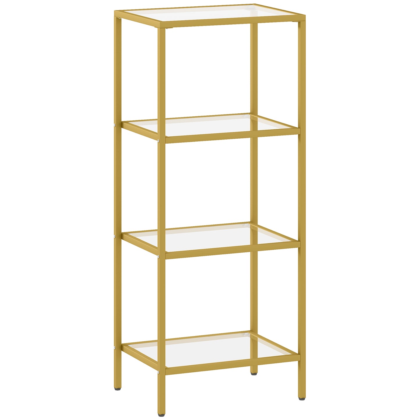 Nopazi Tofi Metal And Glass Gold Tone 4 Tier Vertical Display Shelving Unit