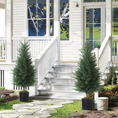 Lusa Set Of 2 Outdoor Artificial Cypress Trees H8 90cm With UV Resistant Finish