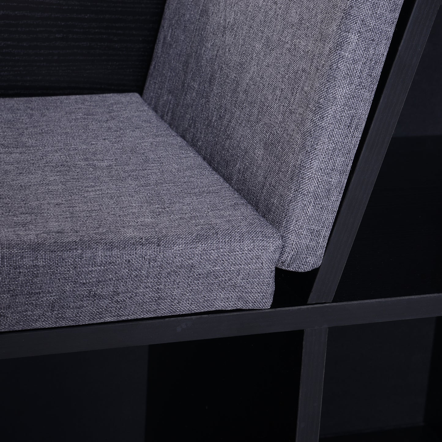 Yofilo Wood And Fabric Black Cube Bookcase With Built In Reading Seat