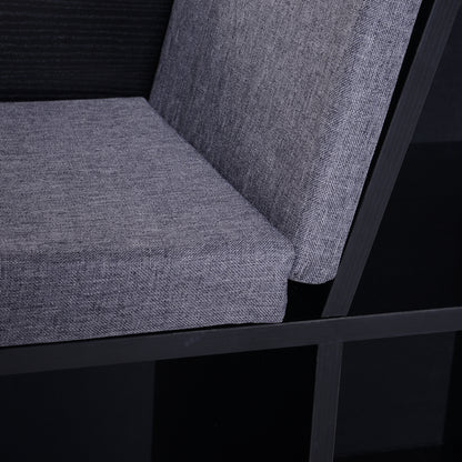 Yofilo Wood And Fabric Black Cube Bookcase With Built In Reading Seat