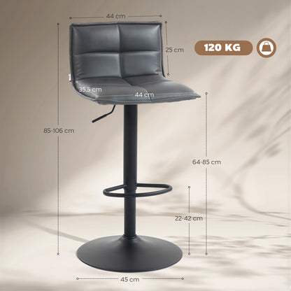 Miha Set Of 2 Dark Grey Modern Faux Leather Bar Chairs