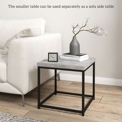 Keco Wooden Grey Set Of 2 Nesting Coffee Tables With Thick Tabletops
