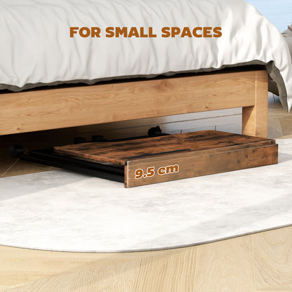 Zika 80cm Wooden Rustic Brown Folding Desk Lockable Wheels
