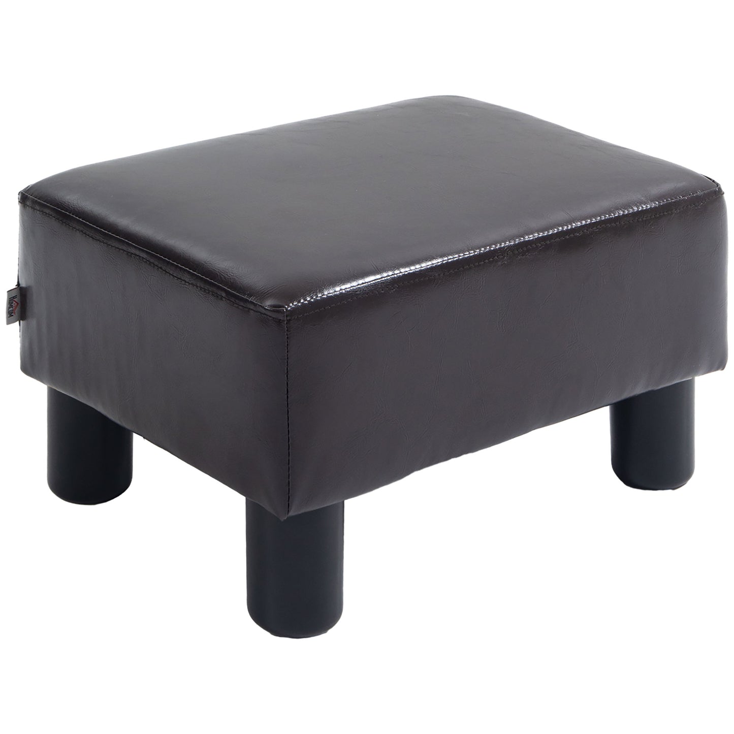 Fatopa Brown Faux Leather Cube Footstool With 4 Plastic Feet