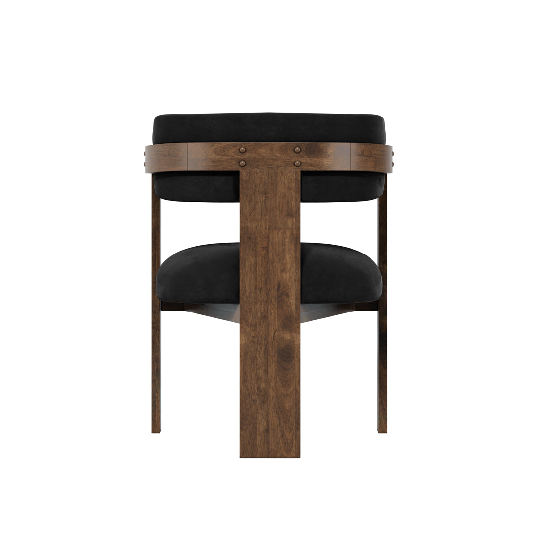 Thurles Upholstered Black Velver and Walnut Wood Dining Chair
