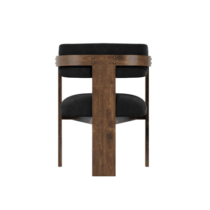 Thurles Upholstered Black Velver and Walnut Wood Dining Chair