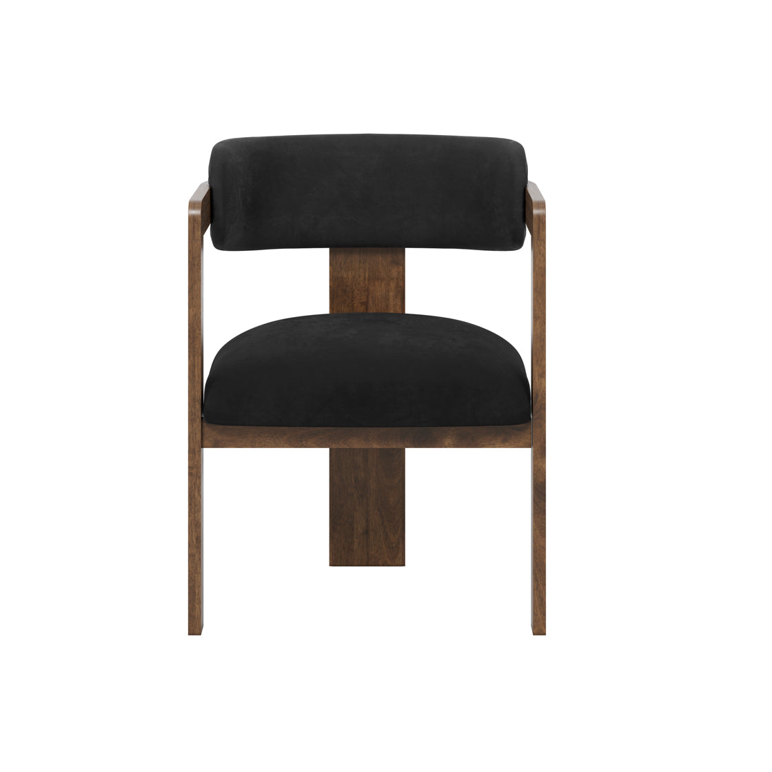 Thurles Upholstered Black Velver and Walnut Wood Dining Chair