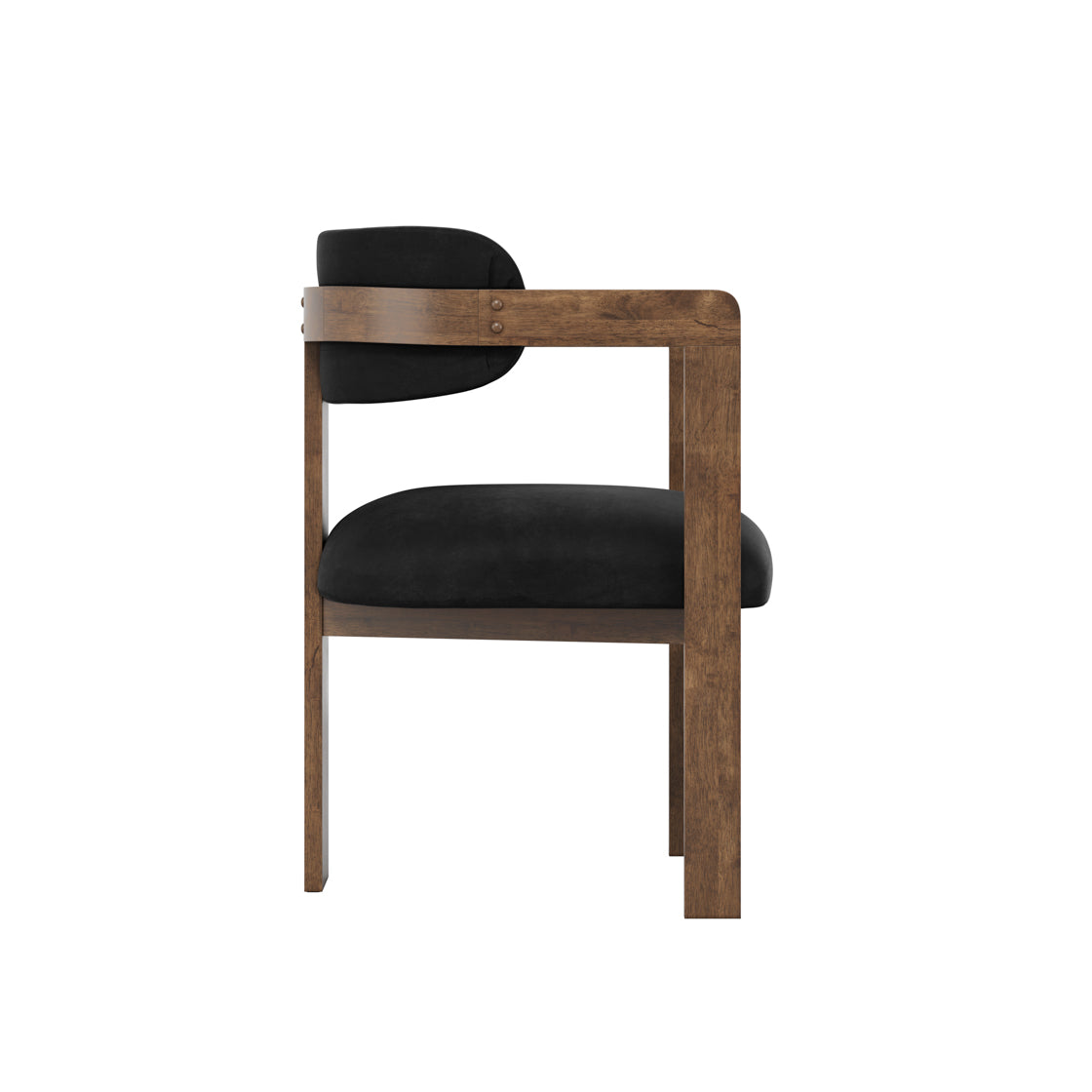 Thurles Upholstered Black Velver and Walnut Wood Dining Chair