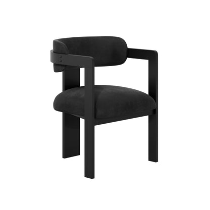 Thurles Upholstered Black Velvet Dining Chair with Armrests