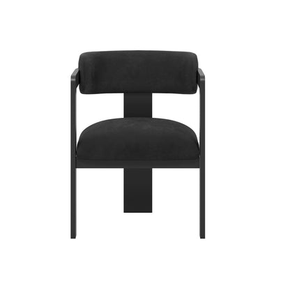 Thurles Upholstered Black Velvet Dining Chair with Armrests