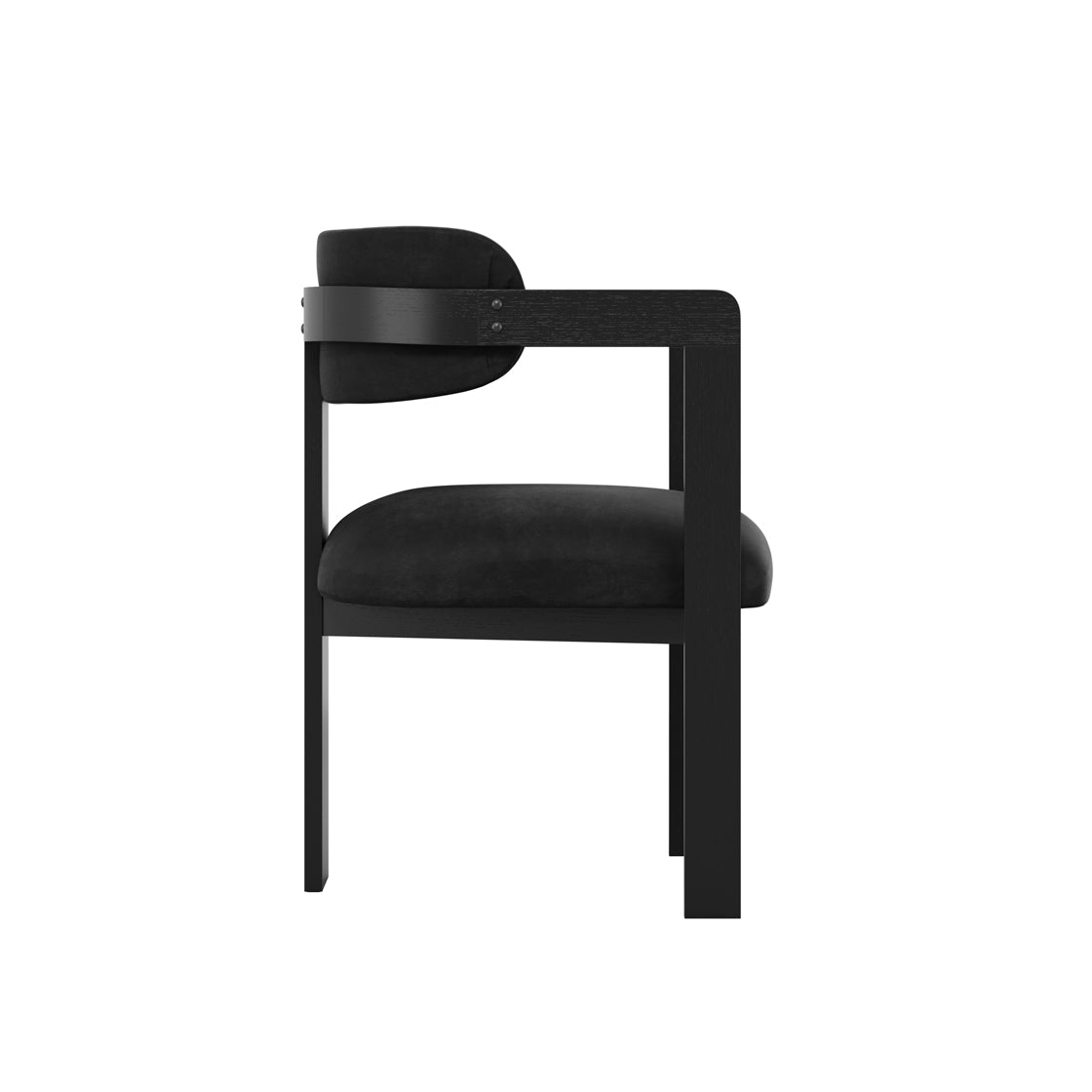 Thurles Upholstered Black Velvet Dining Chair with Armrests