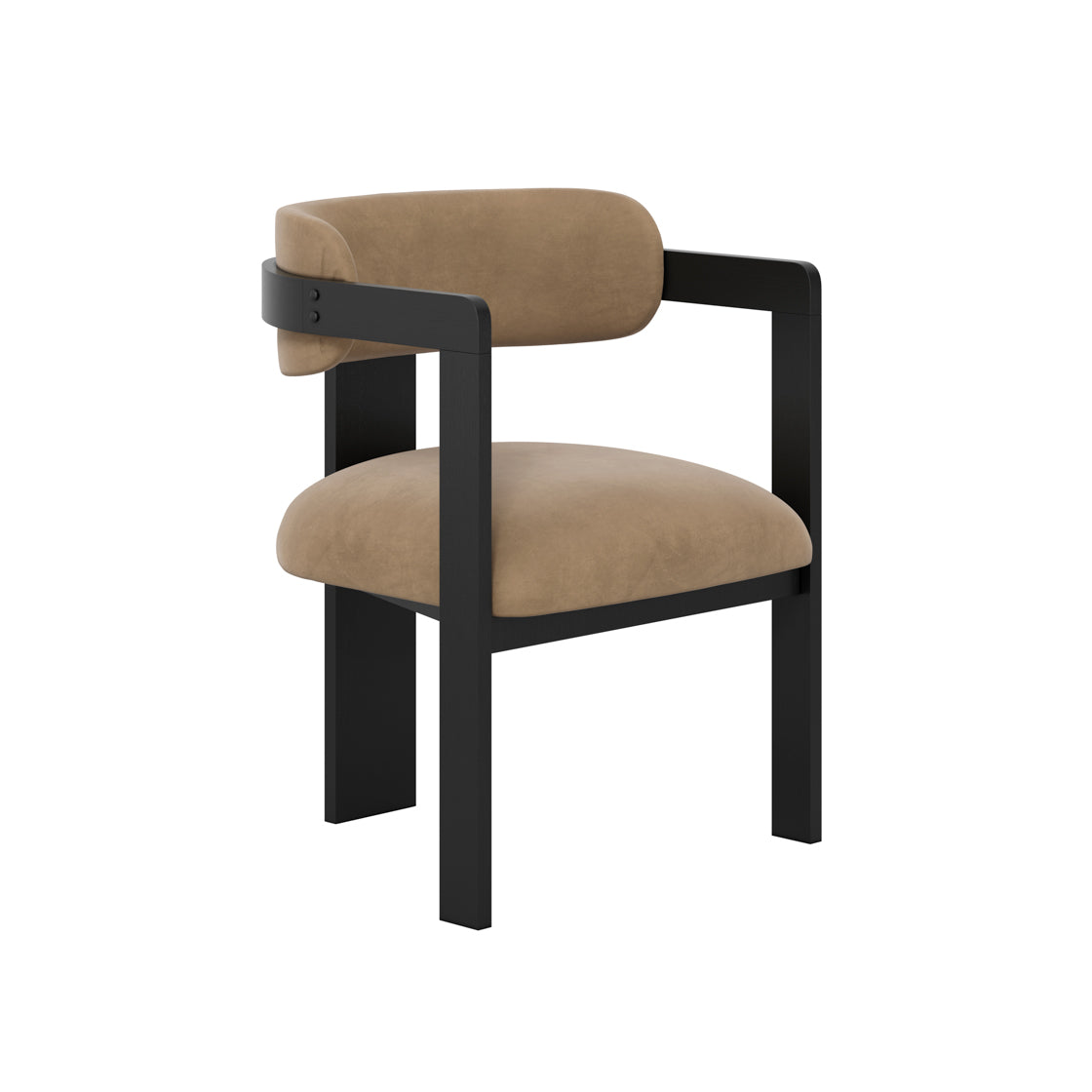 Thurles Upholstered Cream Velvet and Black Wood Dining Chair