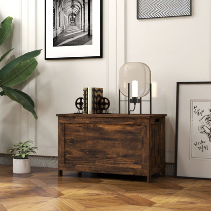 Vesoka Sake Rustic Brown Wooden Storage Chest With Safety Hinges 76 x 40 x 48 cm