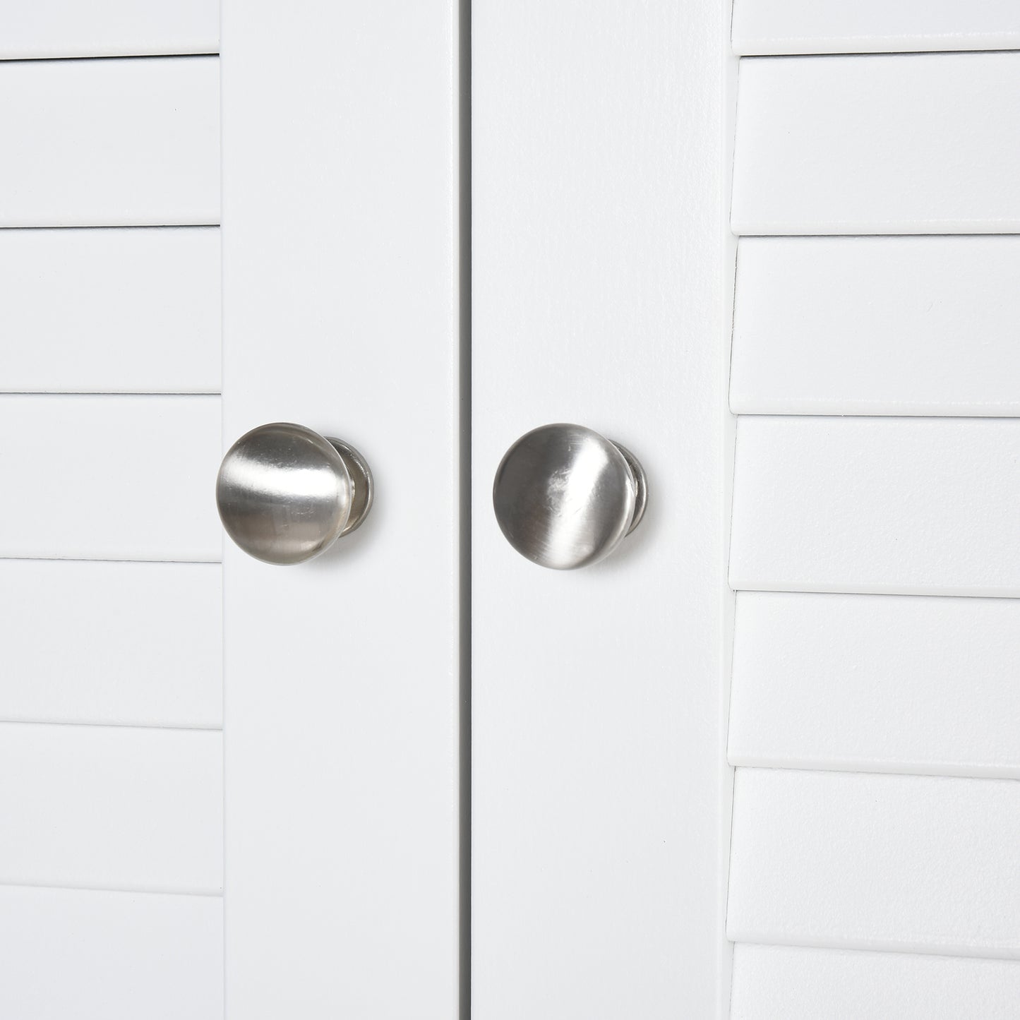Vihave Kafi Tall Freestanding Bathroom Cabinet With Shutter Doors And Raised Base White
