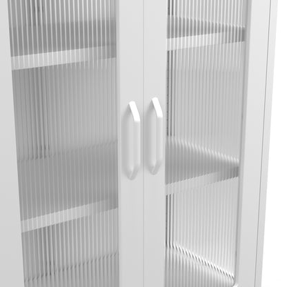 Bramblewood White Metal Steel Cabinet 2 Glass Door 3 Shelves