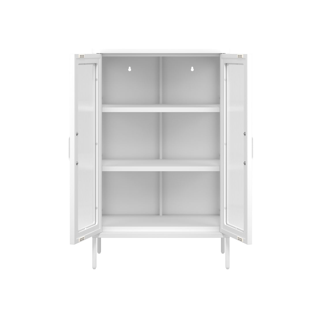 Bramblewood White Metal Steel Cabinet 2 Glass Door 3 Shelves