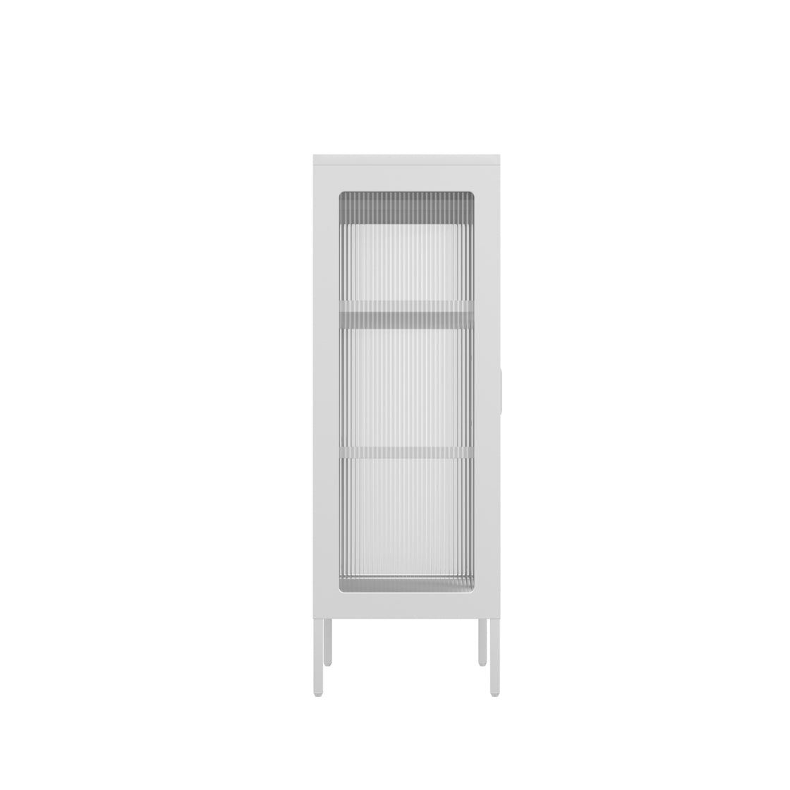 Bramblewood White Metal Steel Cabinet 2 Glass Door 3 Shelves