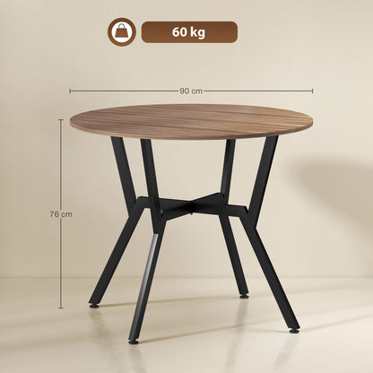 Doveno Metal Brown Round Dining Table With Anti Slip Feet For Dining Areas