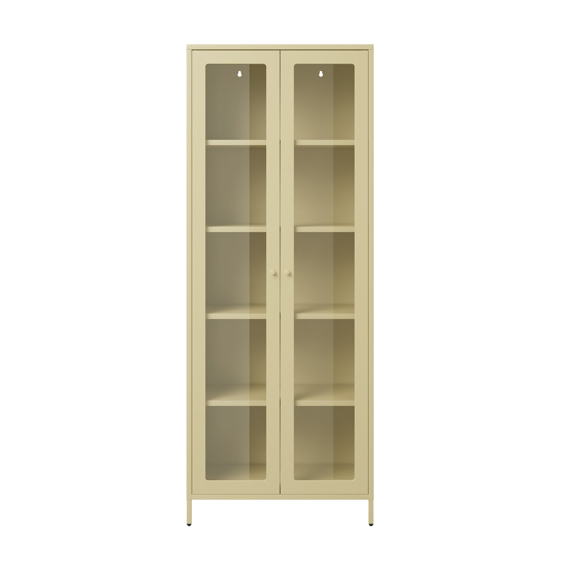 Barla Beige Cream Steel Metal Display Cabinet 2 Glass Doors