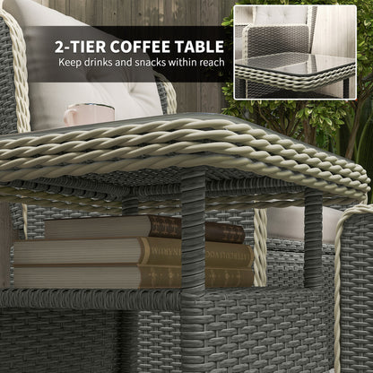 Nonomo Nofa Rattan Natural and White Reclining Outdoor Garden Bistro Set With Cushions