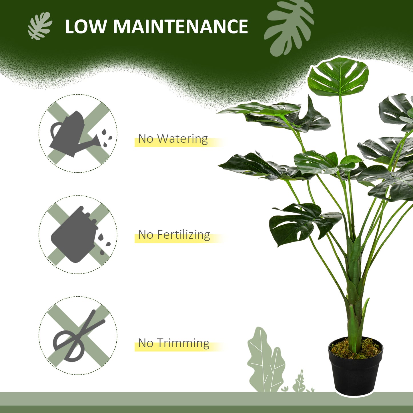 Roelpa Hata Pair Of Artificial Monstera Leaf Style Plants In Pots H8 85cm Green