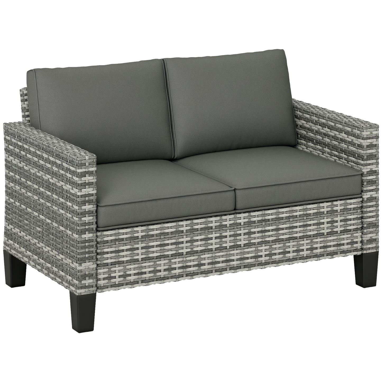 Kalazi Rattan Light Grey 2 Seater Outdoor Sofa With Cushions