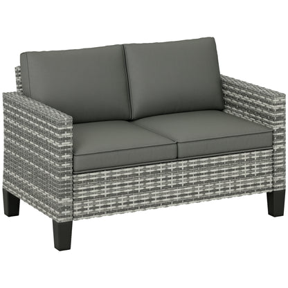 Kalazi Rattan Light Grey 2 Seater Outdoor Sofa With Cushions