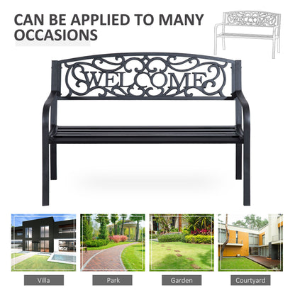 Rolare 126cm Steel Black Outdoor Garden Bench